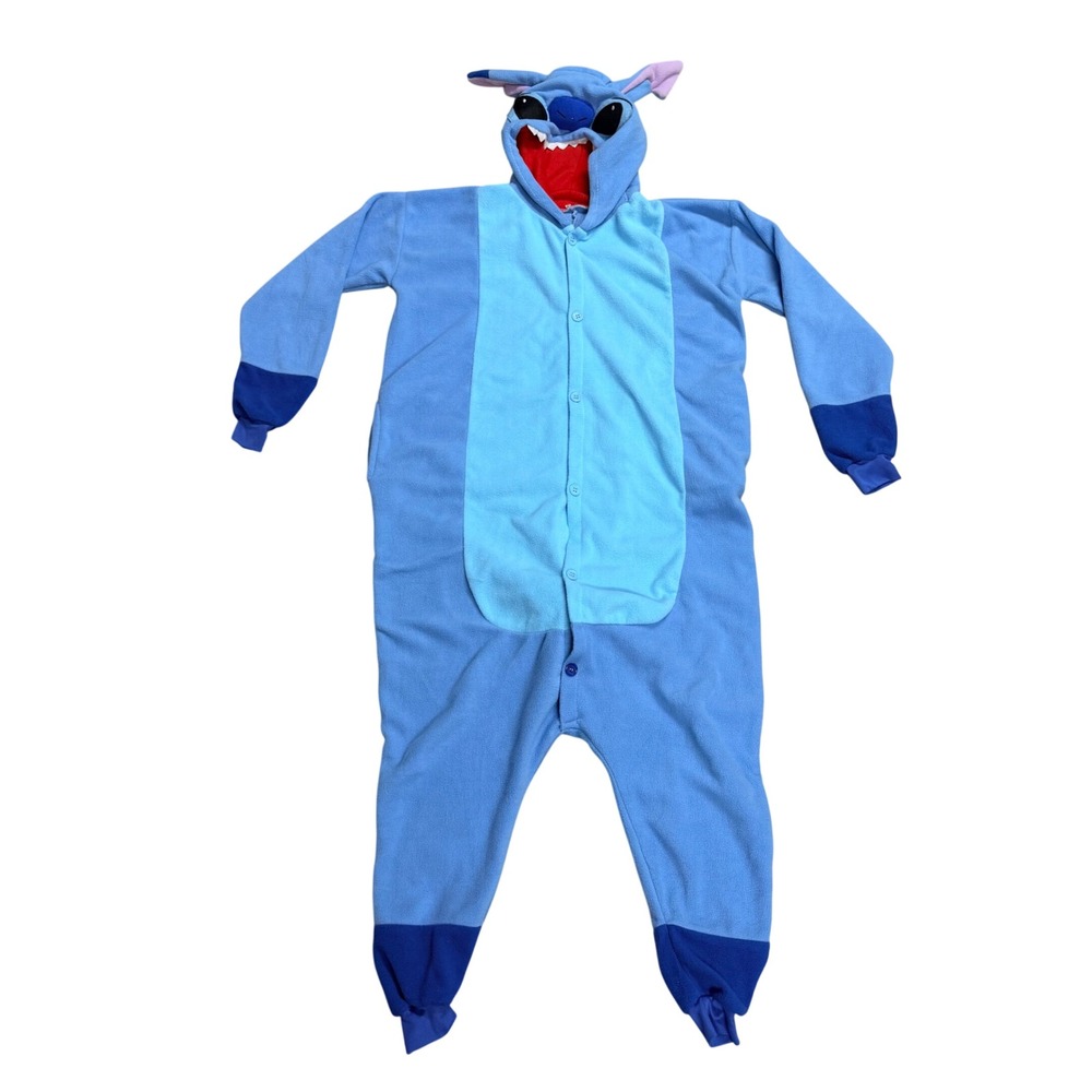 Disney Lilo & Stitch Fleece Suit Pajamas Blue costume Medium character onesie